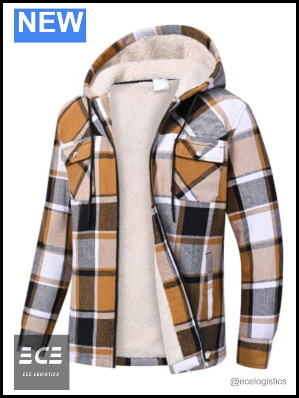 Fleece Lined Plaid Zip Up Hoodie Flannel Jacket with Pockets